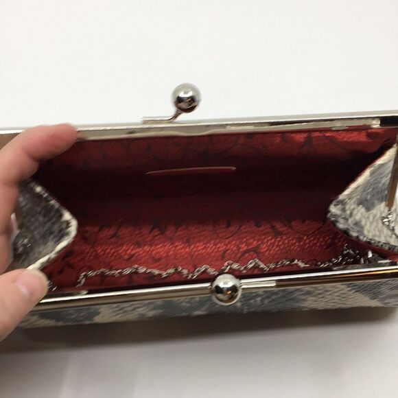 Depeche Mode Faux Python Kisslock evening clutch with silver tone hardware - Picture 11 of 16